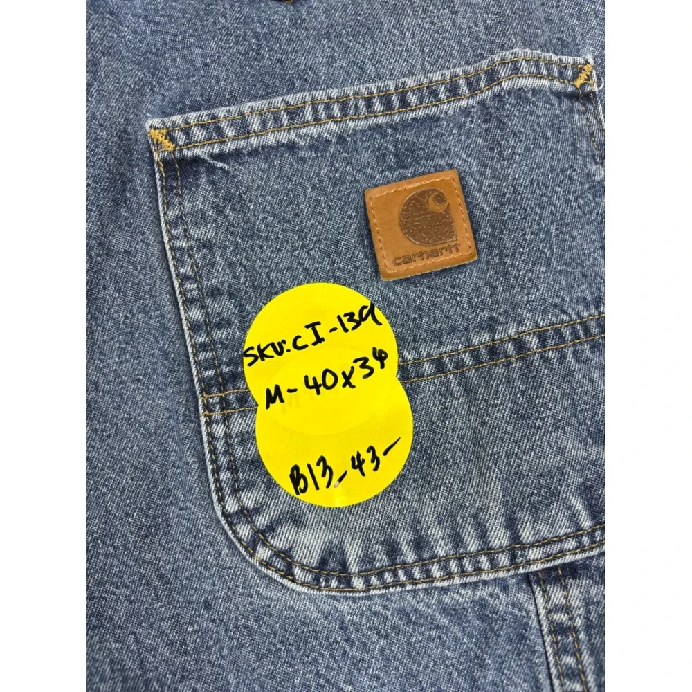 Carhartt B13-DPS Men's 40x34 Original Dungaree Fit Carpenter Blue Denim Jeans